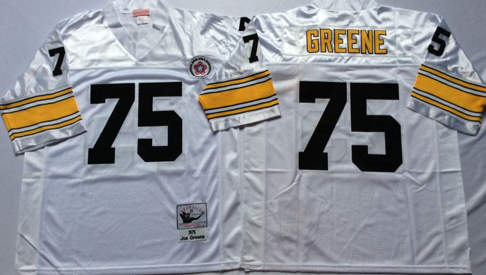 Men NFL Pittsburgh Steelers #75 Greene white Mitchell Ness jerseys